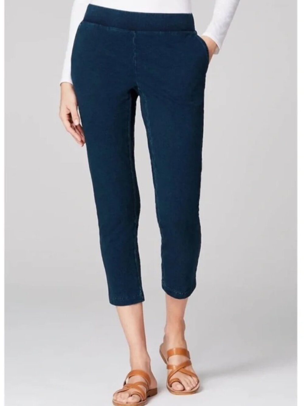 J. Jill Pure Jill Indigo Slim Crops Pants Women's Large Stretch Casual Pull on